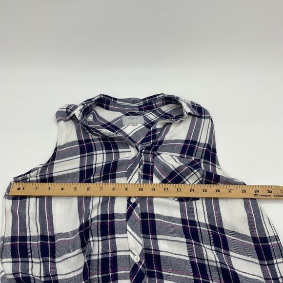 RAILS Jordyn Plaid Tunic Sleeveless Button Up Flannel Top Womens Size L High Low - Picture 8 of 10